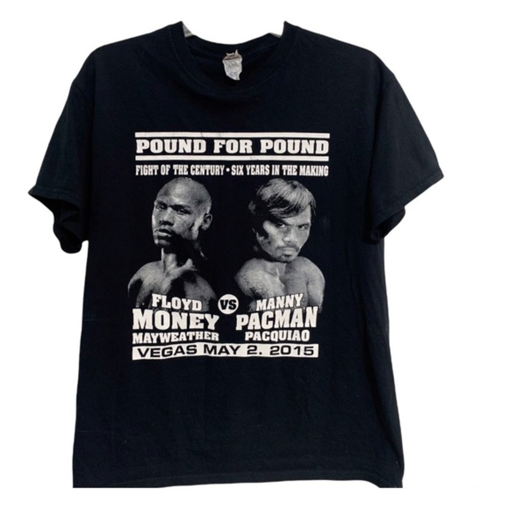 GILDAN Heavy Duty Floyd Mayweather Manny Pacquiao 2015 T-Shirt Sz Medium Cotton